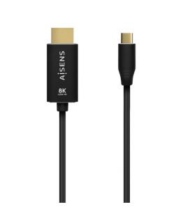 Cable Conversor Aisens A109-0712/ USB Tipo-C Macho/ HDMI 8K Macho/ 2m/ Negro