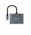 Conversor Nanocable 10.16.4304/ USB Tipo-C Macho/ HDMI 4K Hembra - VGA Hembra - USB Tipo-C PD Hembra - USB Hembra/ 15cm/ Gris