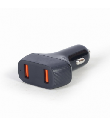 CARGADOR RÃPIDO DE COCHE USB GEMBIRD DE 2 PUERTOS, QC3.0, 36 W, NEGRO