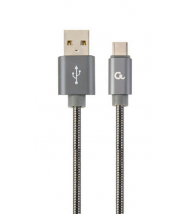 CABLE DE CARGA Y DATOS GEMBIRD USB TIPO C DE METAL EN ESPIRAL PREMIUM, 1 M, GRIS