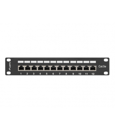 PATCH PANEL LANBERG 12 PUERTOS 1U 10" CAT.5E BLINDADO NEGRO