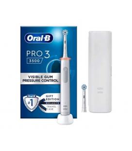 Cepillo dental electrico braun oral - b 3 pro 3 3500 wh blanco estuche - temporizador - tecnologia 3d - 360º
