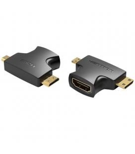 Adaptador hdmi 2 en 1 vention agfb0/ hdmi hembra a micro hdmi macho - mini hdmi macho