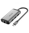 Vention Docking USB Tipo-C CNCHB/ 1xHDMI/ 3xUSB/ 1xUSB Tipo-C PD/ 1xRJ45/ Gris