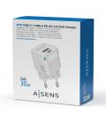 Cargador Gan de Pared Aisens ASCH-30W2P004-W/ 1xUSB Tipo-C/ 1xUSB/ 30W