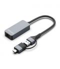 Adaptador USB 3.2 Gen1 Aisens A109-0710/ USB Macho - USB Tipo-C Macho - RJ45 Hembra/ 2500Mbps/ 15cm/ Gris