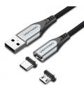Vention Cable de Carga Magnético USB Tipo-C con Adaptador MicroUSB CQMHF/ USB Macho/ USB Tipo-C Macho - MicroUSB Macho/ 1m/ Gris