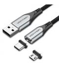 Vention Cable de Carga Magnético USB Tipo-C con Adaptador MicroUSB CQMHF/ USB Macho/ USB Tipo-C Macho - MicroUSB Macho/ 1m/ Gris