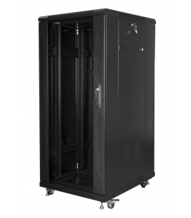ARMARIO LANBERG RACK 19" 27U 600X800 FLAT PACK NEGRO PUERTA CRISTAL CON LCD