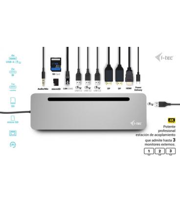 i-tec USB-C Metal Ergonomic 3x 4K Display Docking Station + Power Delivery 100 W