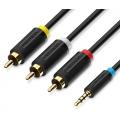 Vention Cable Estéreo BCBBG/ Jack 3.5 Macho - 3x RCA Macho/ 1.5m/ Negro