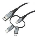 Vention Cable USB Tipo-C CQJHF/ USB Macho/ USB Tipo-C Macho - MicroUSB Macho - Lightning Macho/ 1m/ Gris