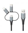 Vention Cable USB Tipo-C CQJHF/ USB Macho/ USB Tipo-C Macho - MicroUSB Macho - Lightning Macho/ 1m/ Gris