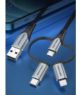 Vention Cable USB Tipo-C CQJHF/ USB Macho/ USB Tipo-C Macho - MicroUSB Macho - Lightning Macho/ 1m/ Gris