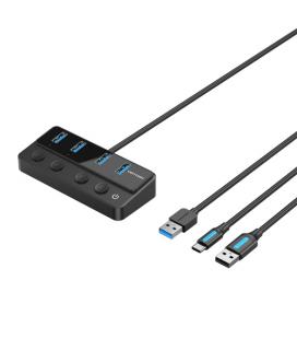Vention Hub USB 3.0 CHWBF/ 4xUSB/ 1xUSB Tipo-C PD/ Incluye cable Carga USB Macho - USB Tipo-C Macho