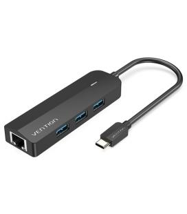 Vention Docking USB Tipo-C TGPBB/ 3xUSB/ 1xRJ45/ 1xUSB Micro B PD/ Negro