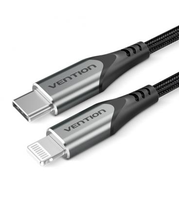 Vention Cable USB 2.0 Tipo-C Lightning TACHH/ USB Tipo-C Macho - Lightning Macho/ 2m/ Gris y Negro