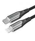 Vention Cable USB 2.0 Tipo-C Lightning TACHH/ USB Tipo-C Macho - Lightning Macho/ 2m/ Gris y Negro