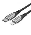 Vention Cable USB 2.0 Tipo-C Lightning TACHH/ USB Tipo-C Macho - Lightning Macho/ 2m/ Gris y Negro