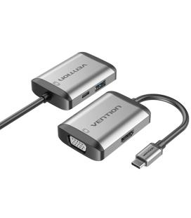 Vention Conversor TFAHB/ 1xUSB/ 1xHDMI/ 1xVGA/ 1xUSB Tipo-C PD/ 15cm/ Gris