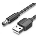 Vention Cable Alimentación CEYBF/ USB-A Macho - DC 5.5mm/ 1m/ Negro