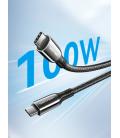 Vention Cable USB 2.0 Tipo-C 5A 100W CTKBAV/ USB Tipo-C Macho - USB Tipo-C Macho/ 1.2m/ Negro