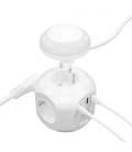 AISENS Regleta de Enchufes Sobremesa Multifuncion con 4 Tomas + 1xUSB-C 20W PD3.0, 2xUSB-A 18W QC3.0, Luz Nocturna, 1.8M, Blanco