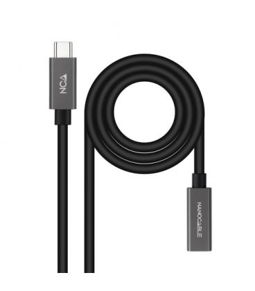 Nanocable Cable Prolongador USB-C 3.2 Gen2x2 20Gbps 3A, 4K/60Hz, USB-C/M-USB-C/H, Negro, 0.5 m