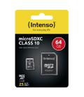 Tarjeta de memoria micro sd intenso 64gb cl10 + adaptador sd