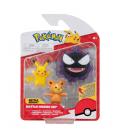 Pack de 3 figuras jazwares pokemon batalla teddiursa pikachu y gastly