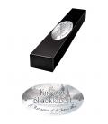 Replica the noble collection harry potter kingsley shaklebolt varita con caja y placa de identificacion