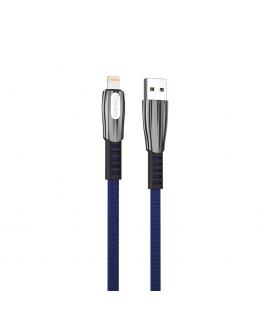 Cable qcharx florence usb a lightning 3a - 1 m - zinc azul cordón plano premium