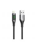 Cable qcharx formentera usb a a lightning 3a - 1 m - aleación aluminio negro cable suave digital display