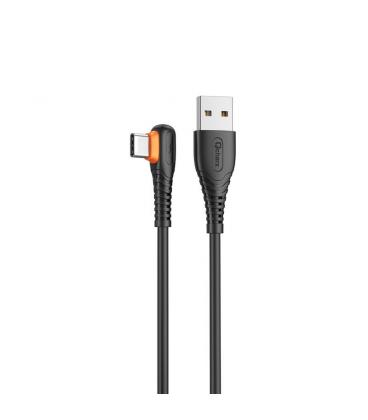 Cable qcharx london usb a tipo c 3a - 1 m - pvc negro acodado