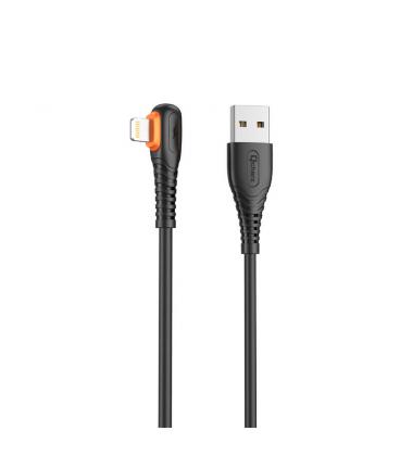 Cable qcharx london usb a lightning 3a - 1 m - pvc negro acodado