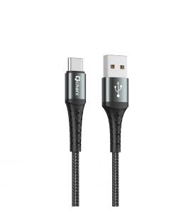 Cable qcharx lyon usb a tipo c 3a - 1 m - aleación de aluminio negro cordon metálico