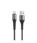 Cable qcharx lyon usb a tipo c 3a - 1 m - aleación de aluminio negro cordon metálico