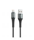 Cable qcharx lyon usb a lightning 3a - 1 m - aleación de aluminio negro cordon metálico