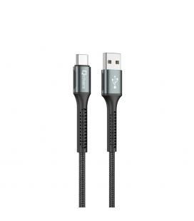 Cable qcharx prague usb a tipo c 3a - 1 m - aleación de aluminio negro cordón de tela suave