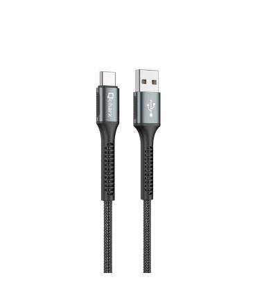 Cable qcharx prague usb a tipo c 3a - 1 m - aleación de aluminio negro cordón de tela suave