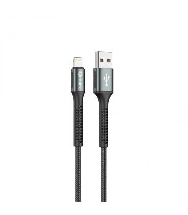 Cable qcharx prague usb a lightning 3a - 1 m - aleación de aluminio negro cordón de tela suave