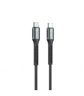 Cable qcharx prague tipo c a tipo c 3a 100w - 1 m - aleación de aluminio negro cable trenzado suave