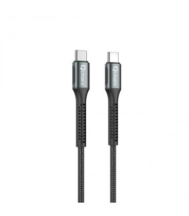 Cable qcharx prague tipo c a tipo c 3a 100w - 1 m - aleación de aluminio negro cable trenzado suave