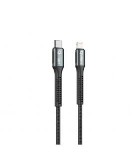 Cable qcharx prague tipo c a lightning 3a 20w - 1 m - aleación de aluminio negro cable trenzado suave