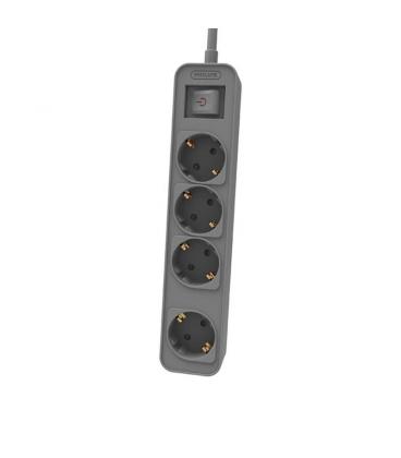 Regleta con interruptor philips chp2144g/62/ 4 tomas de corriente/ cable 1.5m/ gris