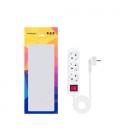 Nanocable Regleta de Enchufes con 3 Tomas con Interruptor, 1.4 m, Blanco