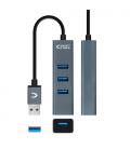 Nanocable USB 3.0 4xUSB3.0. USB-A/M-USB 3.0/H, Gris, 10 cm