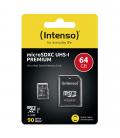 Tarjeta de memoria micro sd intenso 64gb uhs - i cl10 + adaptador sd