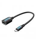 Cable usb 2.0 vention ccubb/ microusb macho - usb hembra/ 15cm/ negro