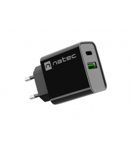 CARGADOR NATEC RIBERA 20W 1XUSB-A + 1XUSB-C PD3.0 QC3.0 NEGRO